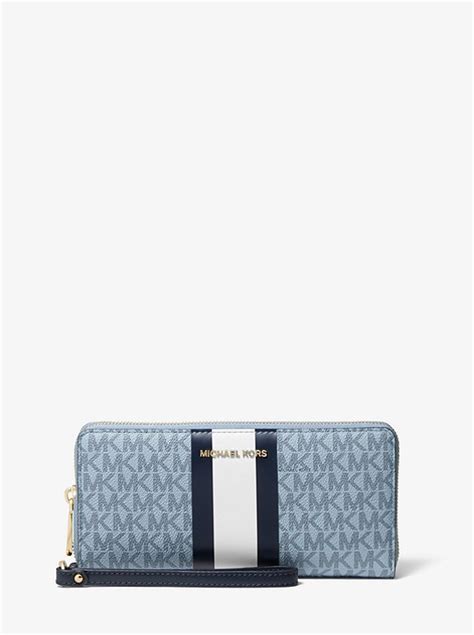 michael kors logo stripe continental wristlet|michael kors wristlets.